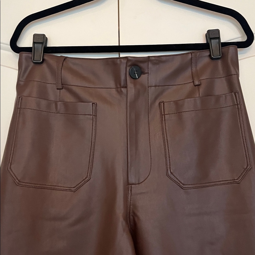 Maeve from Anthropologie faux leather Colette cropped wide leg pants, size 31 - Picture 5 of 7